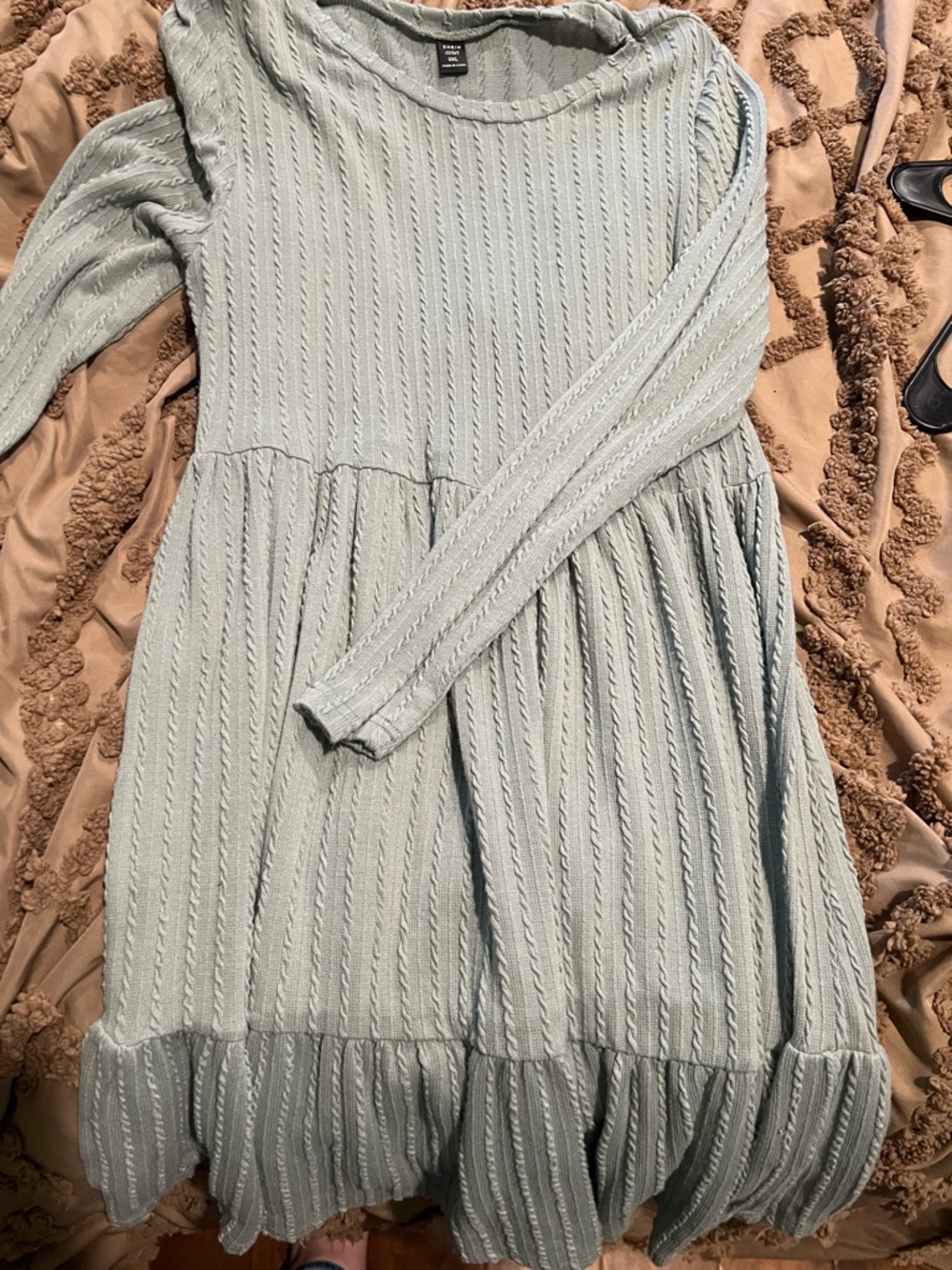 SHEIN Curve Sage Green Cable Knit Sweater Dress